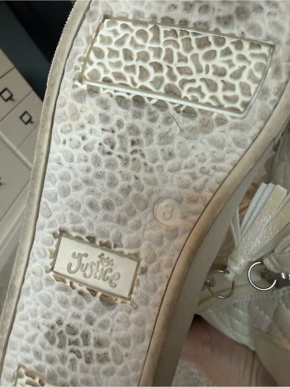 Justice White Quilted Sandals with Tassel Detail